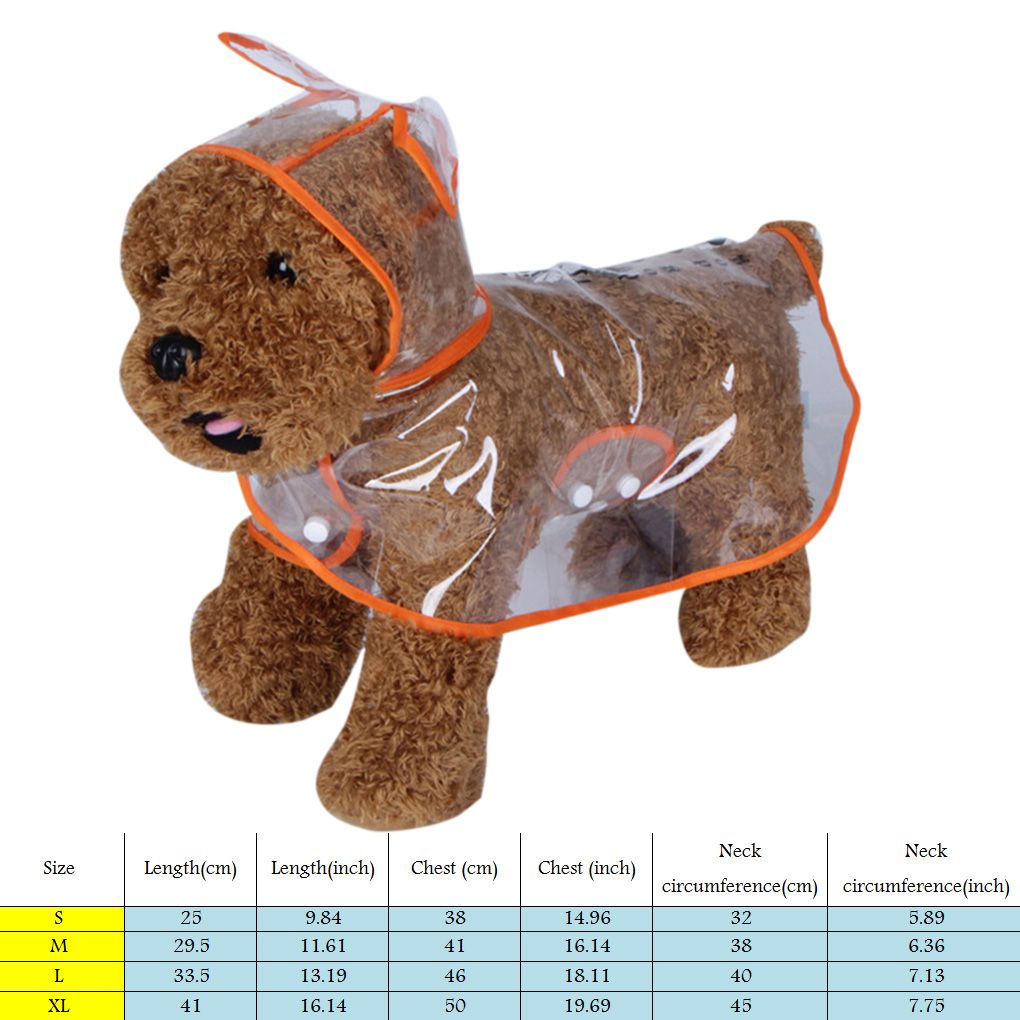 Lovely Puppy Pet Raincoat Transparent Waterproof EVA Rainwear Outdoor Dog Hooded Cloak Clothes