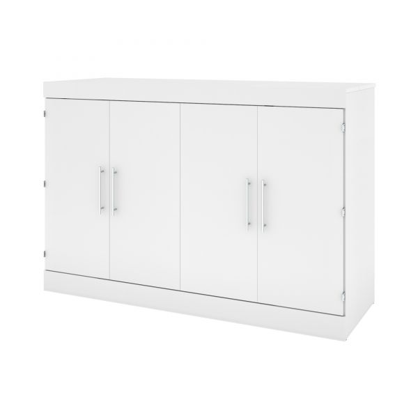 Bestar Nebula Queen Cabinet Bed with Mattress in White