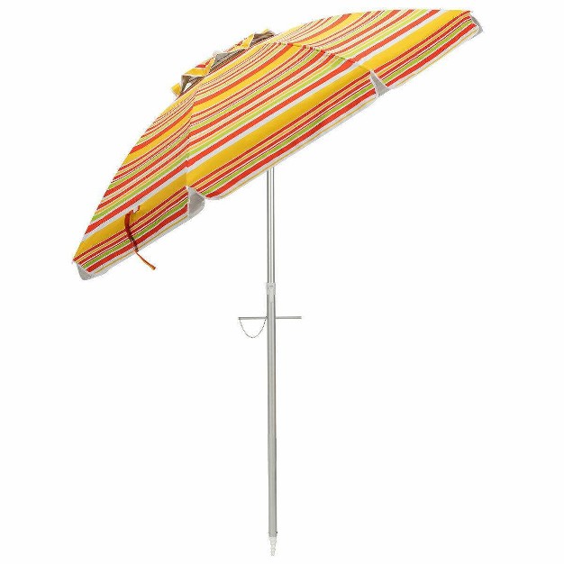 6 5 x27 X 6 5 x27 Portable Sunshade Beach Umbrellas With Tilt Aluminum Pole And Carrying Bag Orange Wellfor