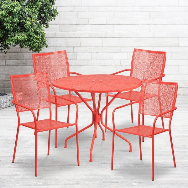 Steel 5piece 35.25inch Round IndoorOutdoor Dining Set