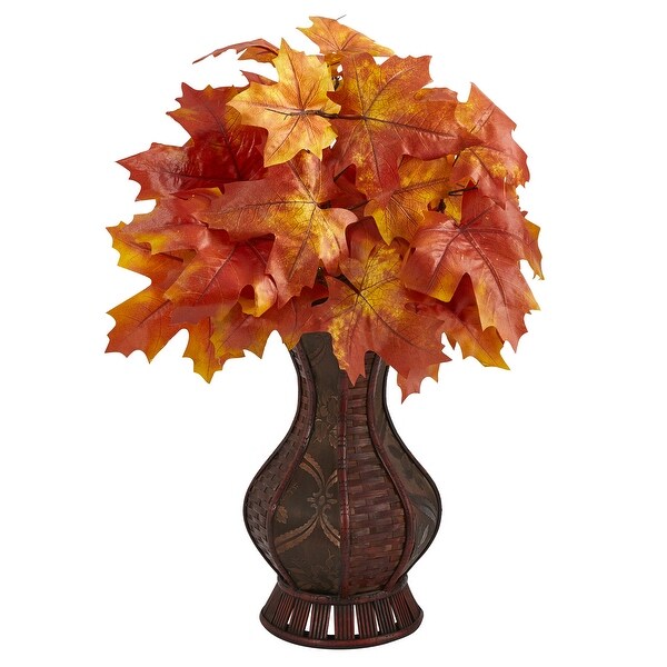 24 Autumn Maple Leaf Artificial Plant in Decorative Planter