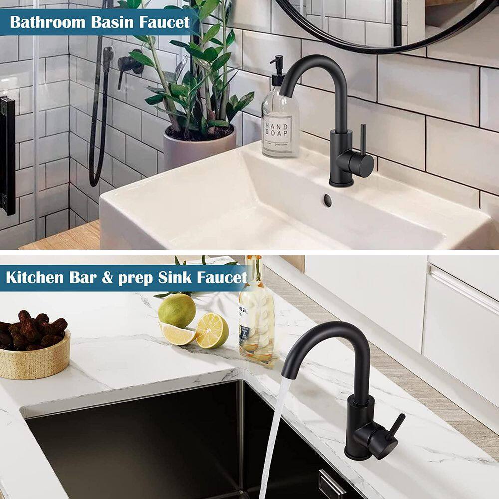 GIVING TREE Single-Handle Pull Down Sprayer Kitchen Bar Faucet in Matte Black HDLTQA0003