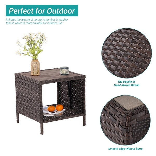 BONOSUKI Outdoor Patio PE Wicker AllWeather Square Coffee Table