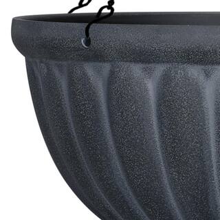 Vigoro 12 in. x 5.5 in. H Madigan Black Decorative Resin Hanging Basket Planter (12 in. D) with Drainage Holes PTJ7412TWJ