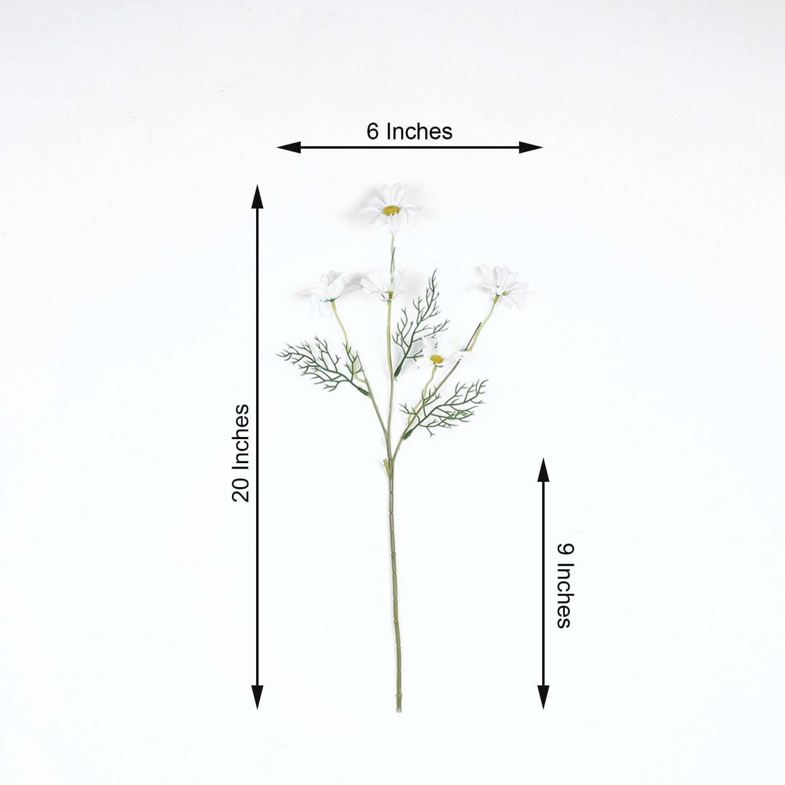 6 Bushes White Artificial Silk Daisy Flower Stem Bouquet Branches