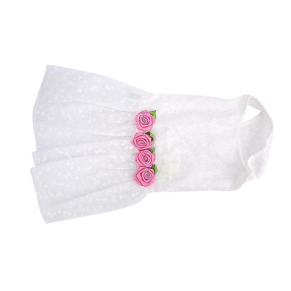 Fashionable Cute Delicate Lace Flower Party Small Pet Puppy Dog Princess Skirt Dress Clothes(M)