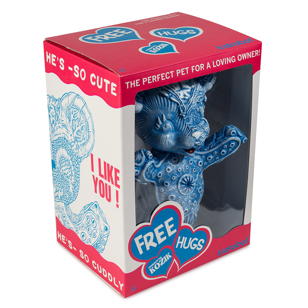 Free Hugs Bear Art Figure by Frank Kozik - Blue Edition