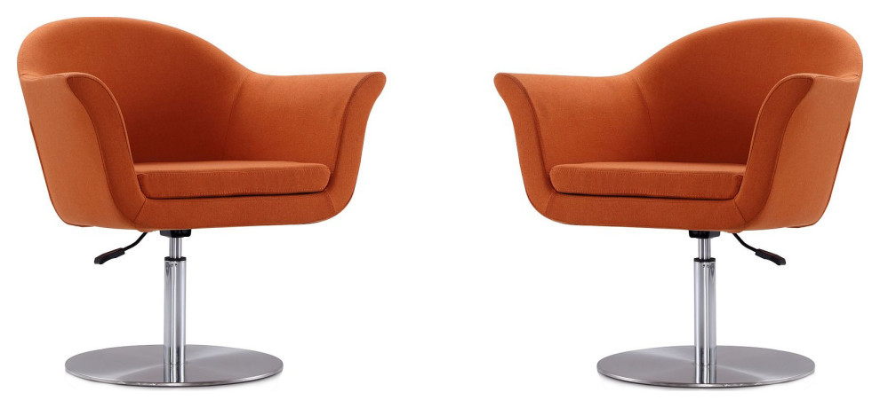 Voyager Swivel Adjustable Accent Chair in Orange and Brushed Metal (Set of 2)   Modern   Armchairs And Accent Chairs   by PARMA HOME  Houzz