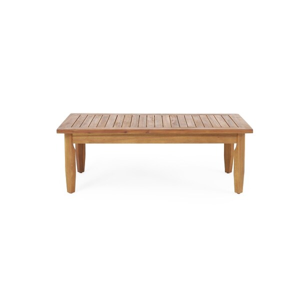 Sloane Outdoor Acacia Wood Coffee Table with Ottomanby Christopher Knight Home