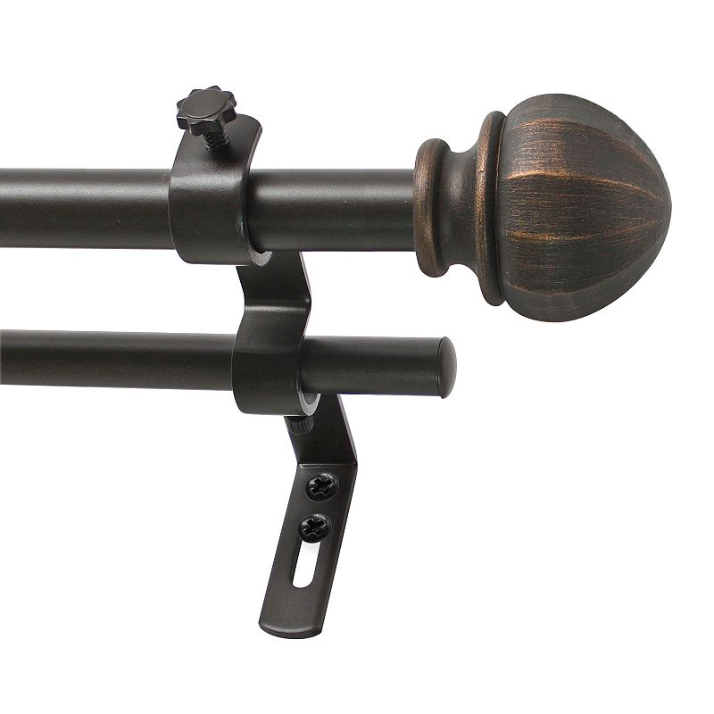 Decopolitan Faceted Ball Adjustable Double Curtain Rod