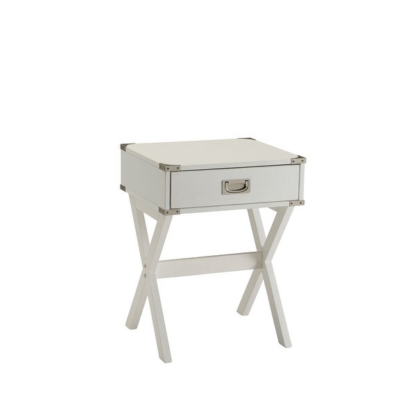 Modern Style Babs End Table with 1 Drawer， Wooden Top w/Metal Corners