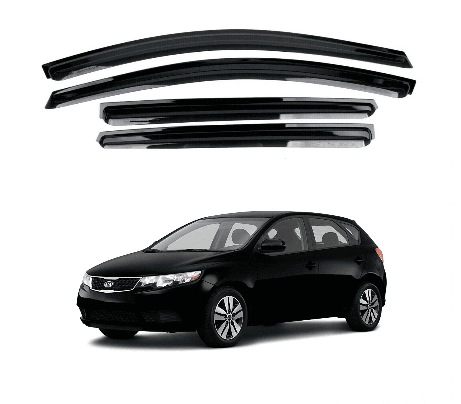 Side Window Sun Vent Visor Rain Deflectors for 2011-2013 KIA Forte Hatchback