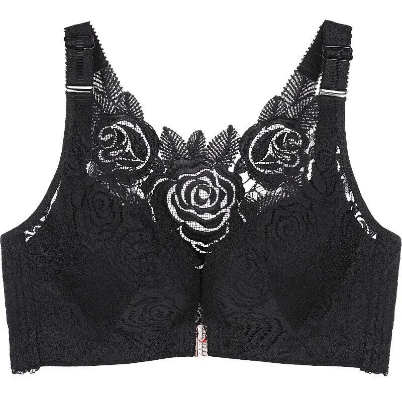 (🔥2022 NEW YEAR PROMOTION🔥) Rose Embroidery Front Closure Wirefr