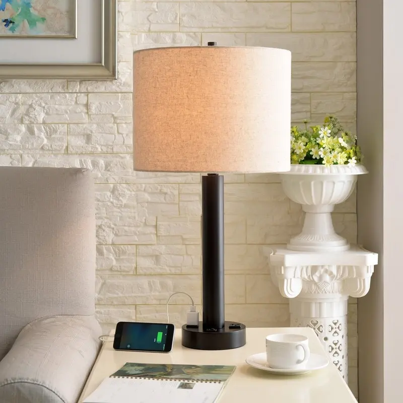 Nora Oil Rubbed Bronze Table Lamp - 2 Outlets