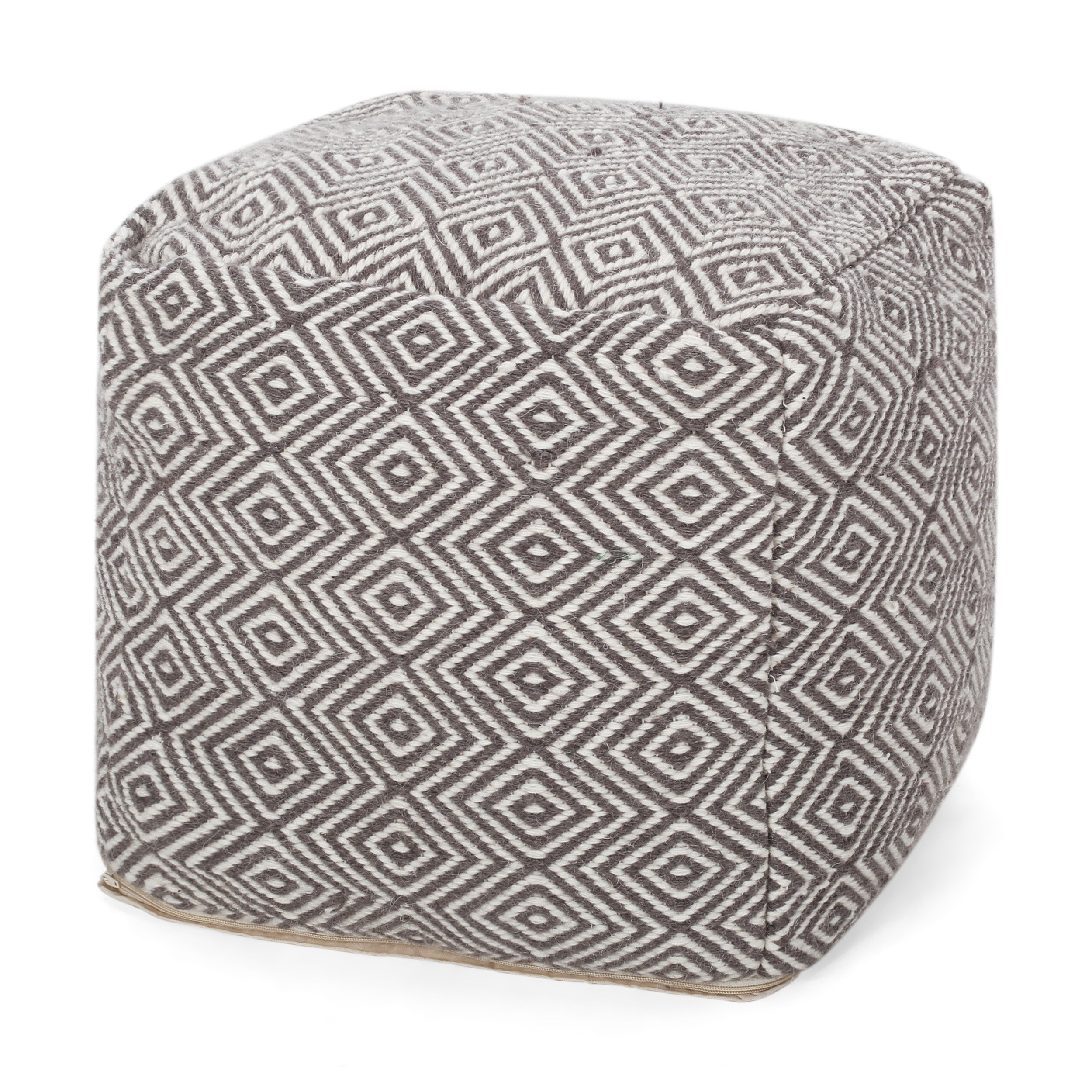 Banu Hand Loomed Boho Fabric Cube Pouf