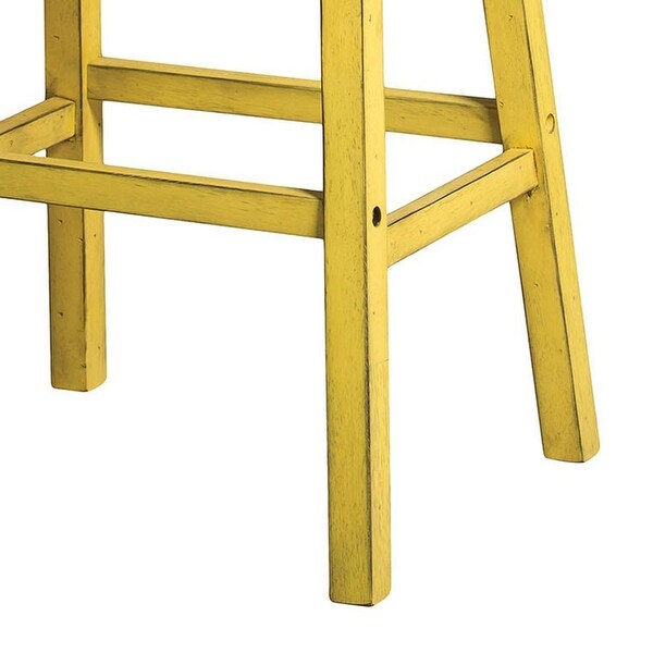 Wooden Bar Stool (Set-2)， Antique Yellow