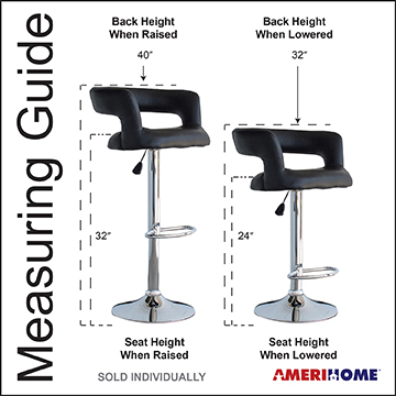 AmeriHome 3 Piece Adjustable Modern Bistro Table with 2 Vinyl Black Finish Bar Stools