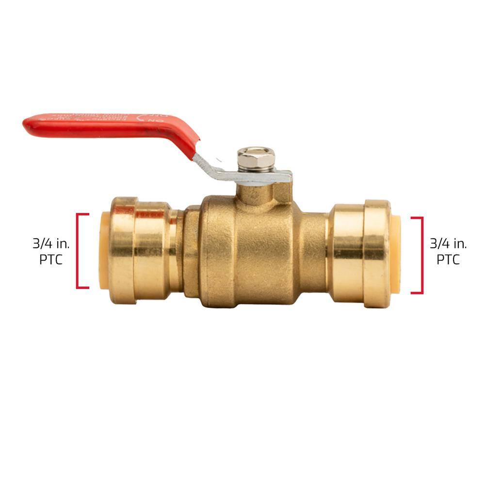 QUICKFITTING 34 in. Brass Push-to-Connect Full Port Ball Valve with SlipClip Release Tool (2-Pack) LF922R-2