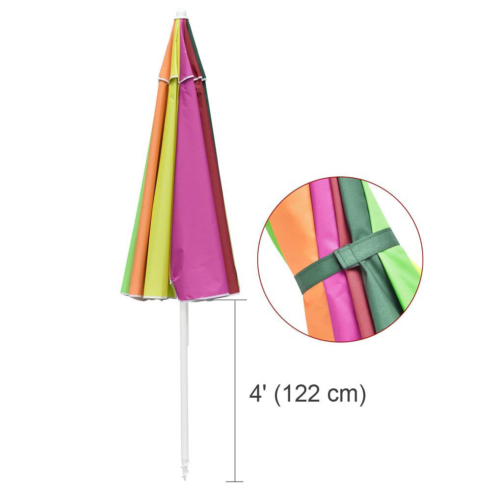 Yescom Rainbow Beach Umbrella Tilt 8 ft 12-rib w/ Anchor