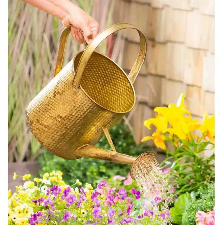 High Quality Gold Metal Watering Can fancy design for outdoor and indoor plants flowers watering can Home Garden bulk quantity