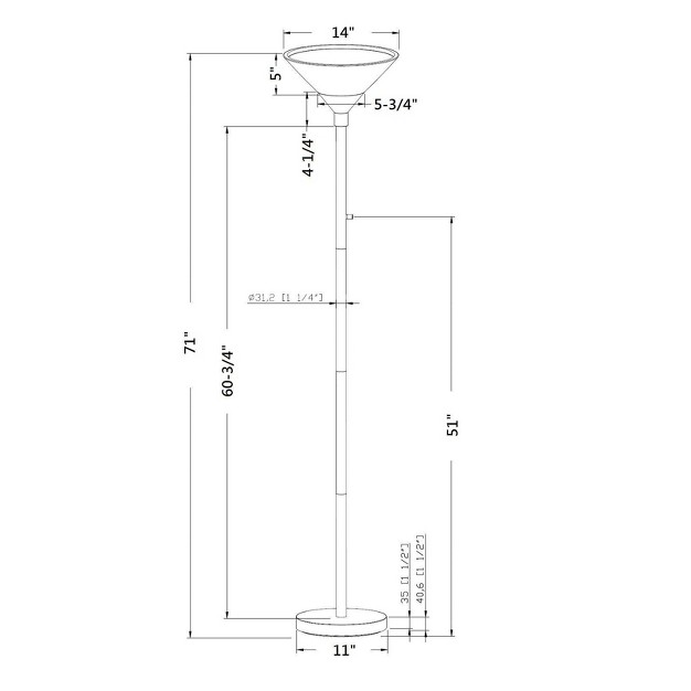 Torchiere Floor Lamp With Glass Shade