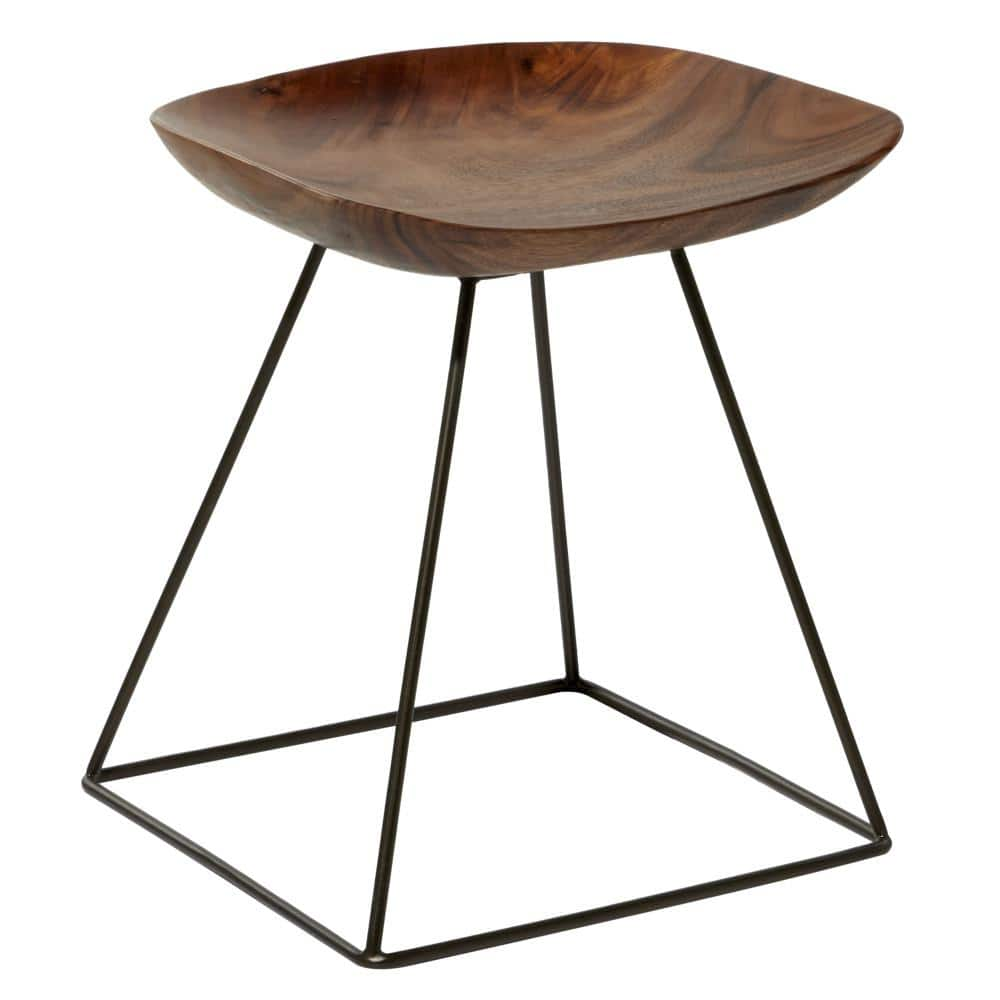 Litton Lane 20 in. Brown Metal Rustic Stool 28412