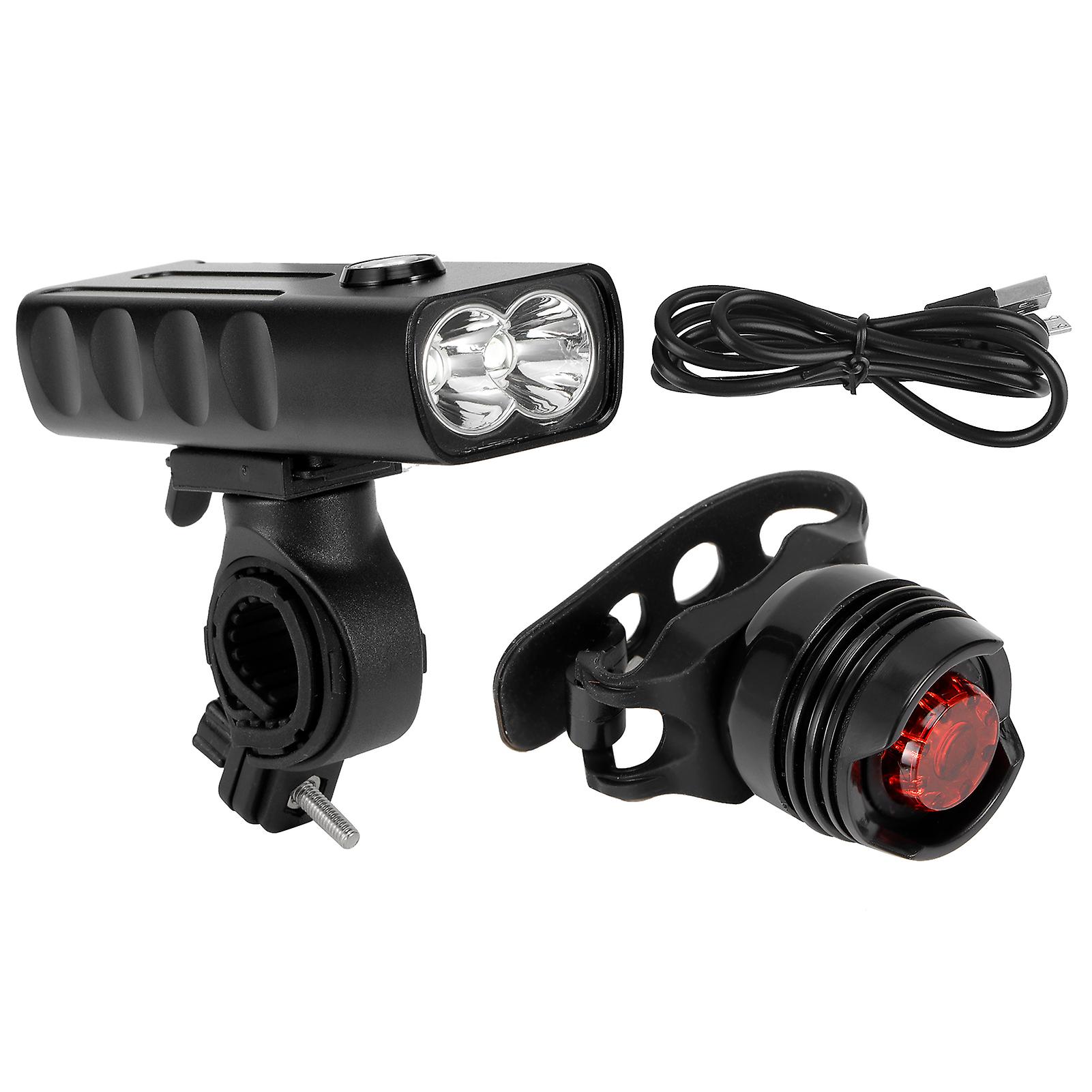 Portable USB Charging Dual LED Bike Light with 3-Speed Dimming IPX5 Waterproof Cycling Supply