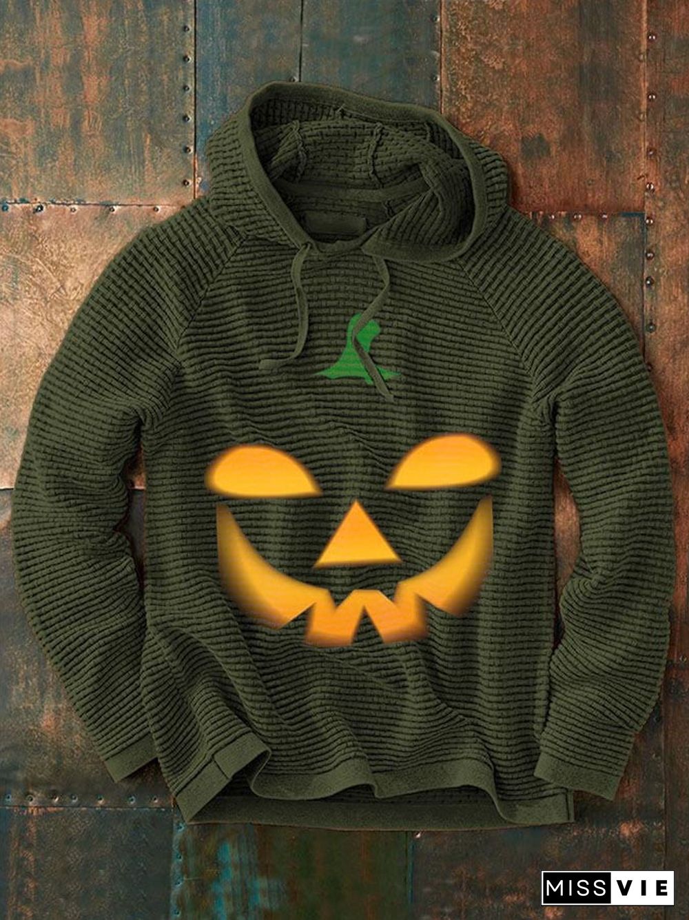 Casual Pumpkin Print Long Sleeve Hoodie