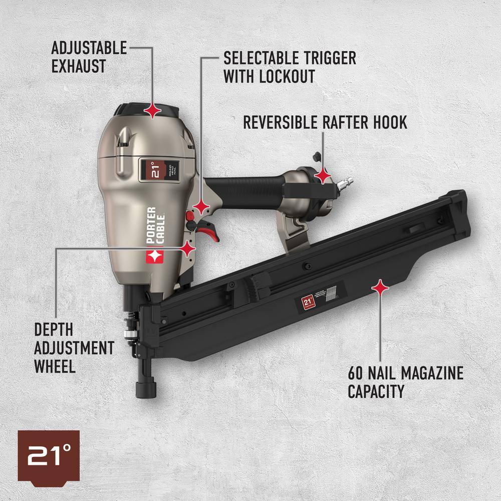 Porter-Cable 21-Degree 3-12 in. Full Round Framing Nailer FR350B