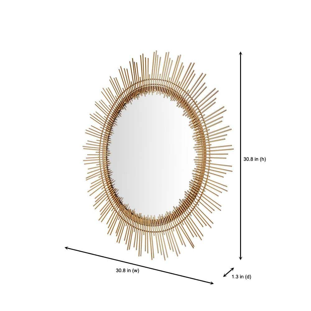 Home Decorators Collection Medium Sunburst Gold Modern Accent Mirror (31 in. Diameter) DC18-12935 R