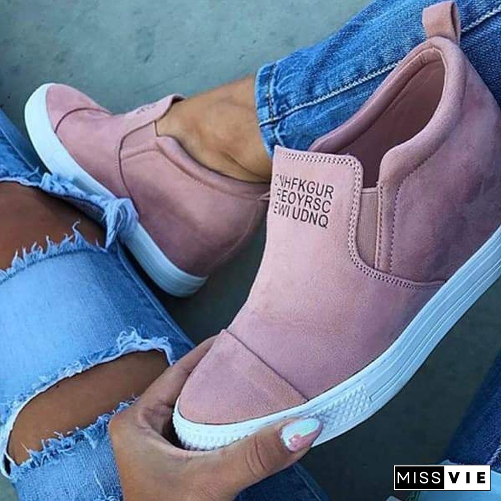 Letter Slip On Wedge Sneakers