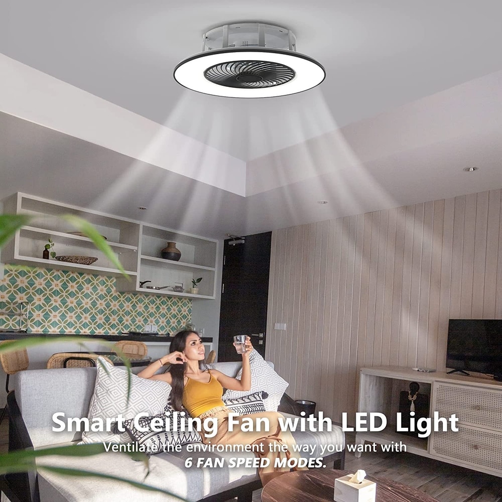 Bladeless Ceiling Fan with Light and Remote Control Low Profile Ceiling Fan 22\