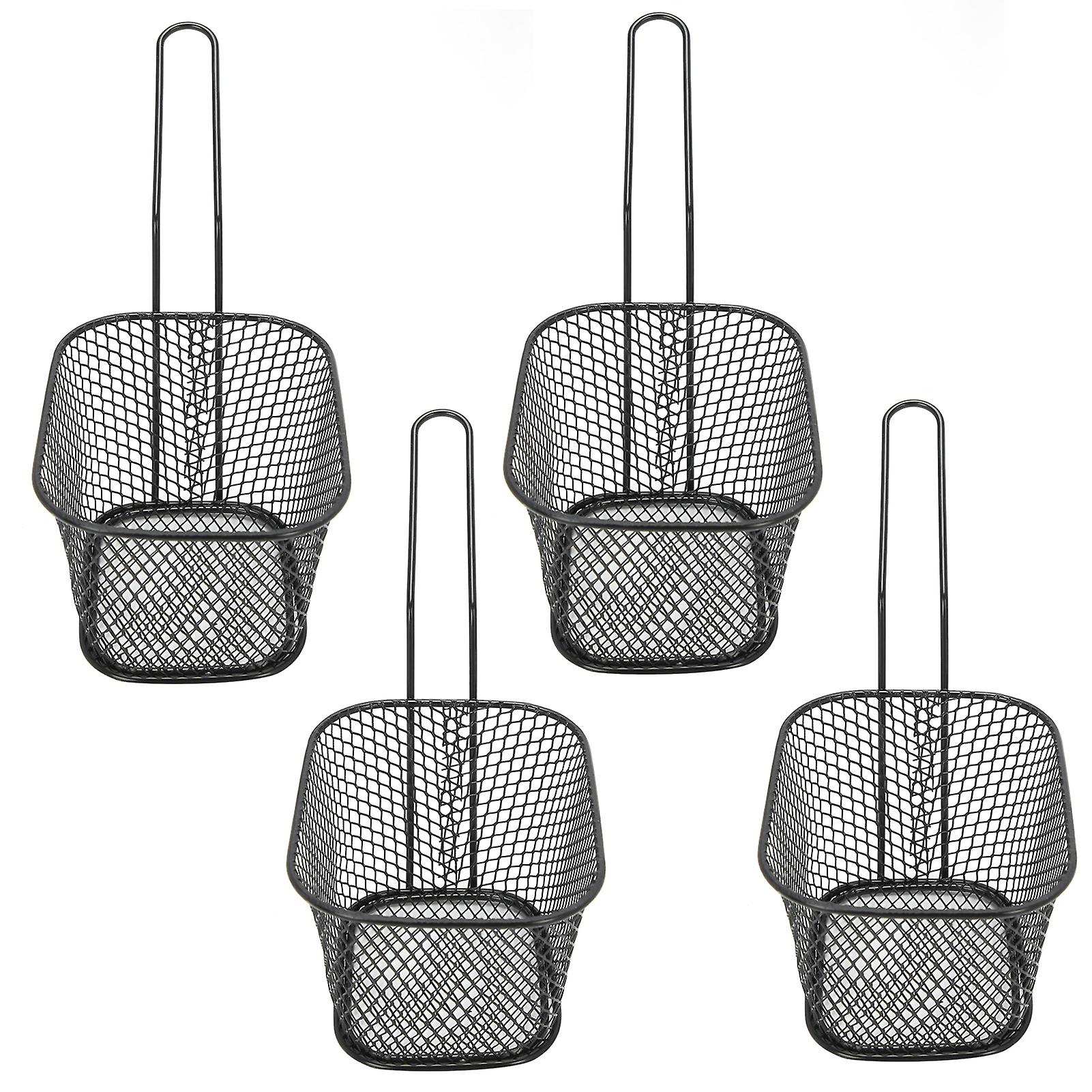 4pcs Stainless Steel Frying Net Basket Cooking Strainer For French Fries Food Kitchen Toolblack