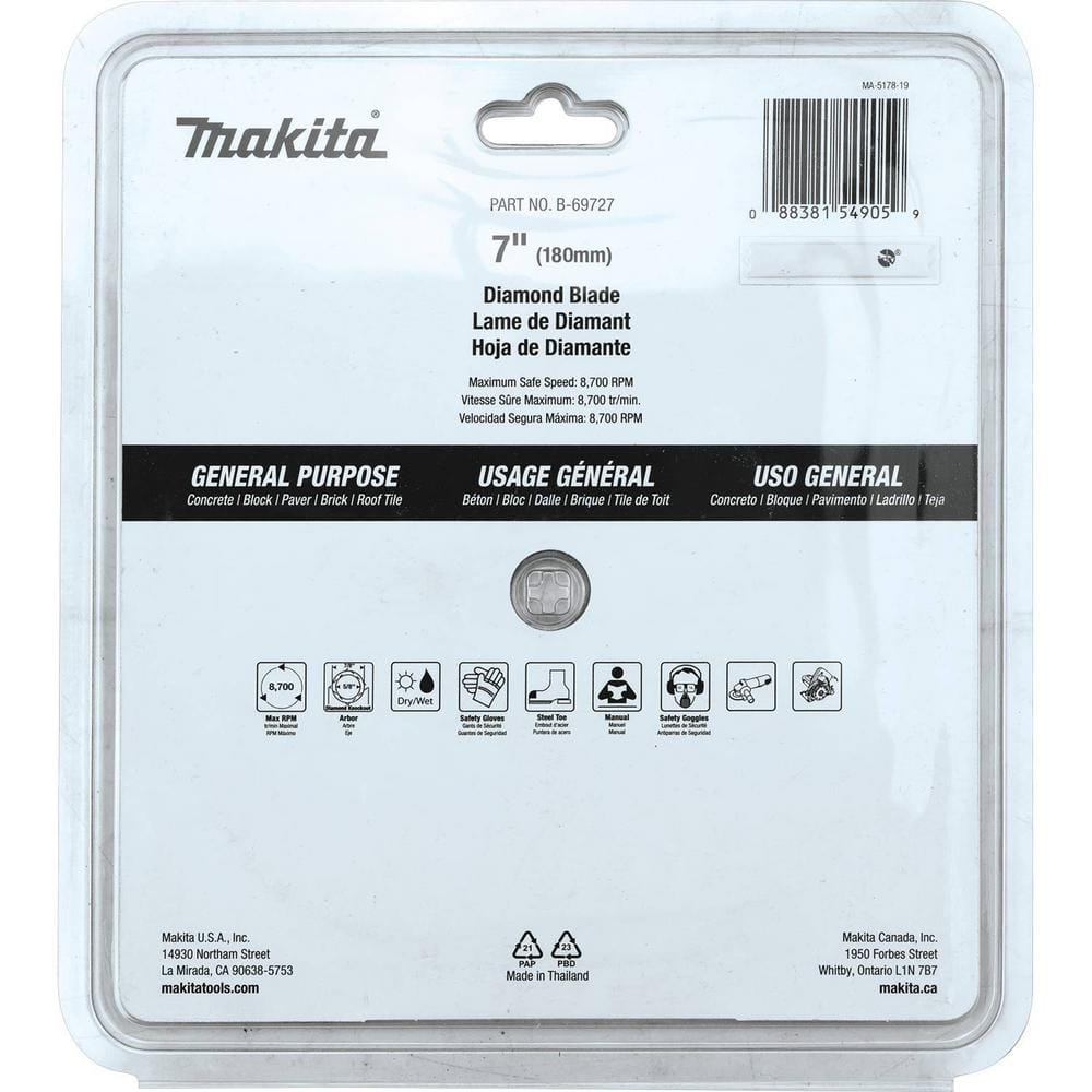 Makita 7 in. Turbo Rim Diamond Blade for General Purpose B-69727