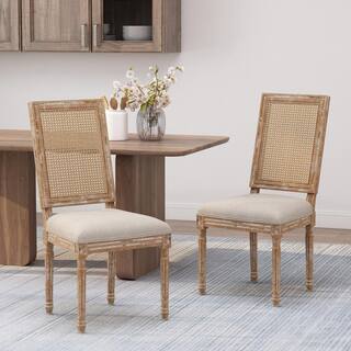 Noble House Beckstrom Beige and Natural Upholstered Dining Chair (Set of 2) 106827