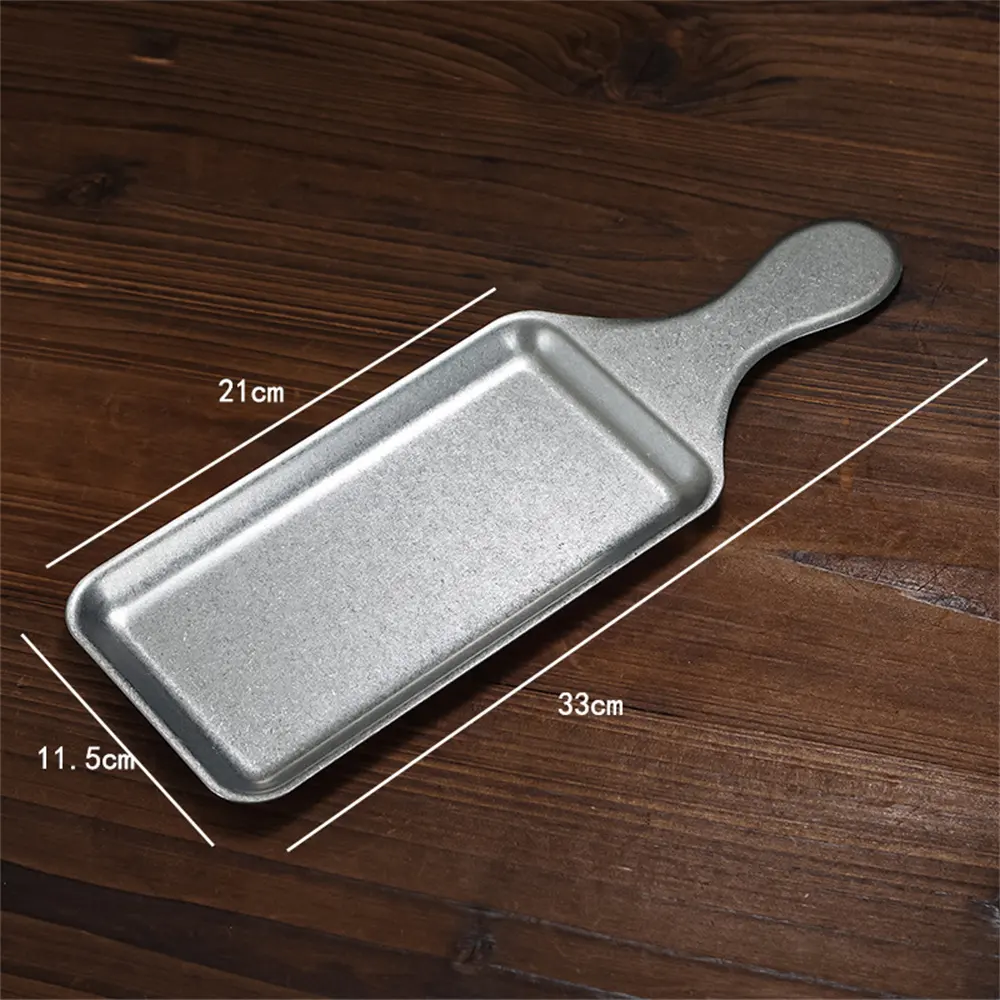 Modern 304 Stainless Steel Snack Bbq Sushi Restaurant Camping Handle Tableware Dish Utensils Serving Tray Plate