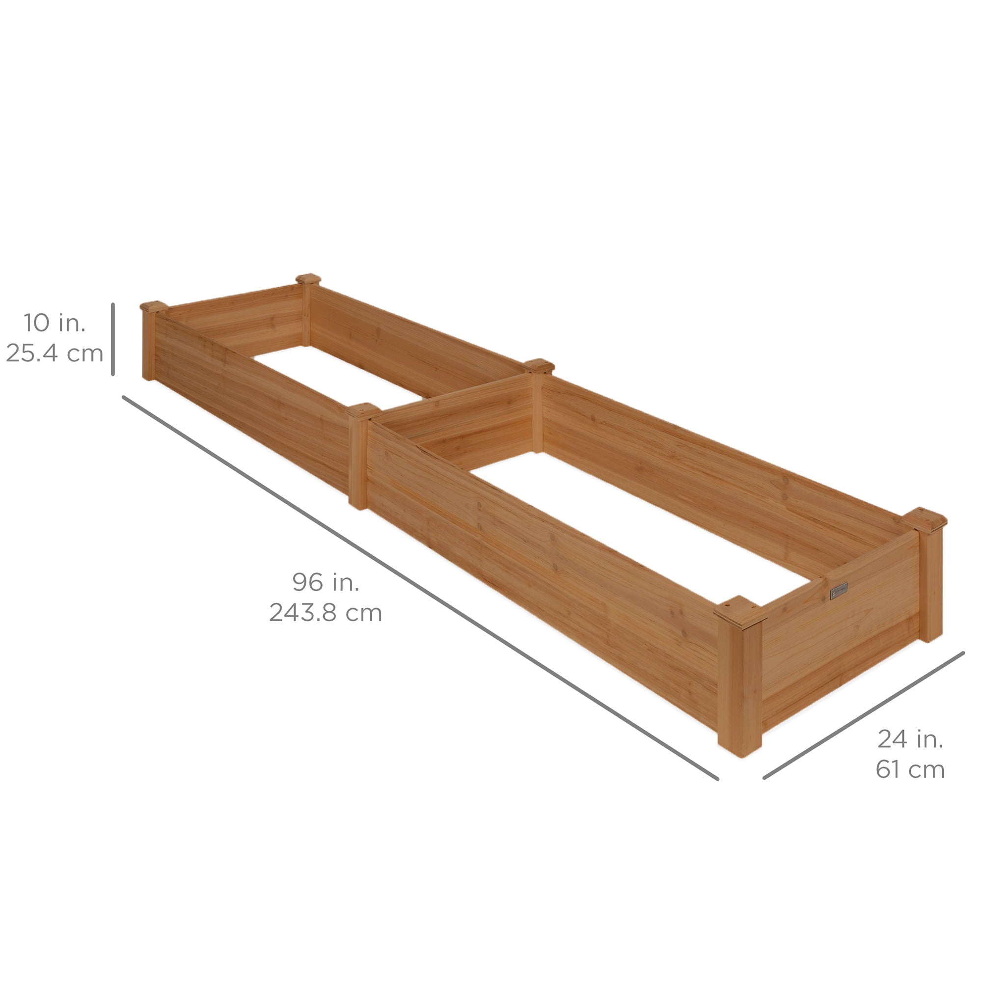 Best Choice Products 8x2ft Outdoor Wooden Raised Garden Bed Planter for Grass, Lawn, Yard - Acorn Brown