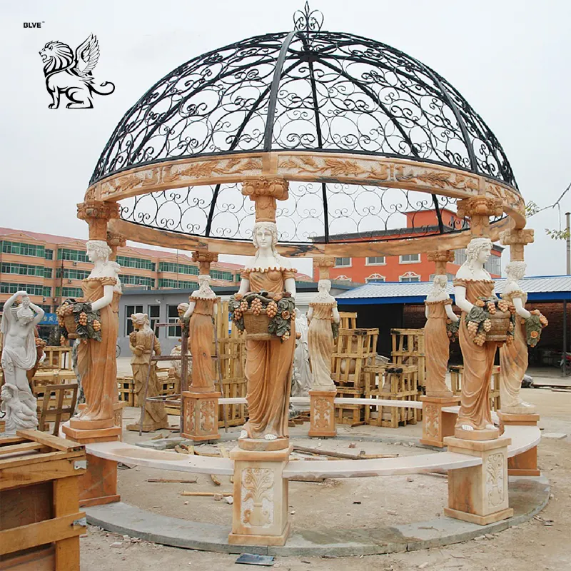 factory supply european style round metal gazebo with stone MGA 13