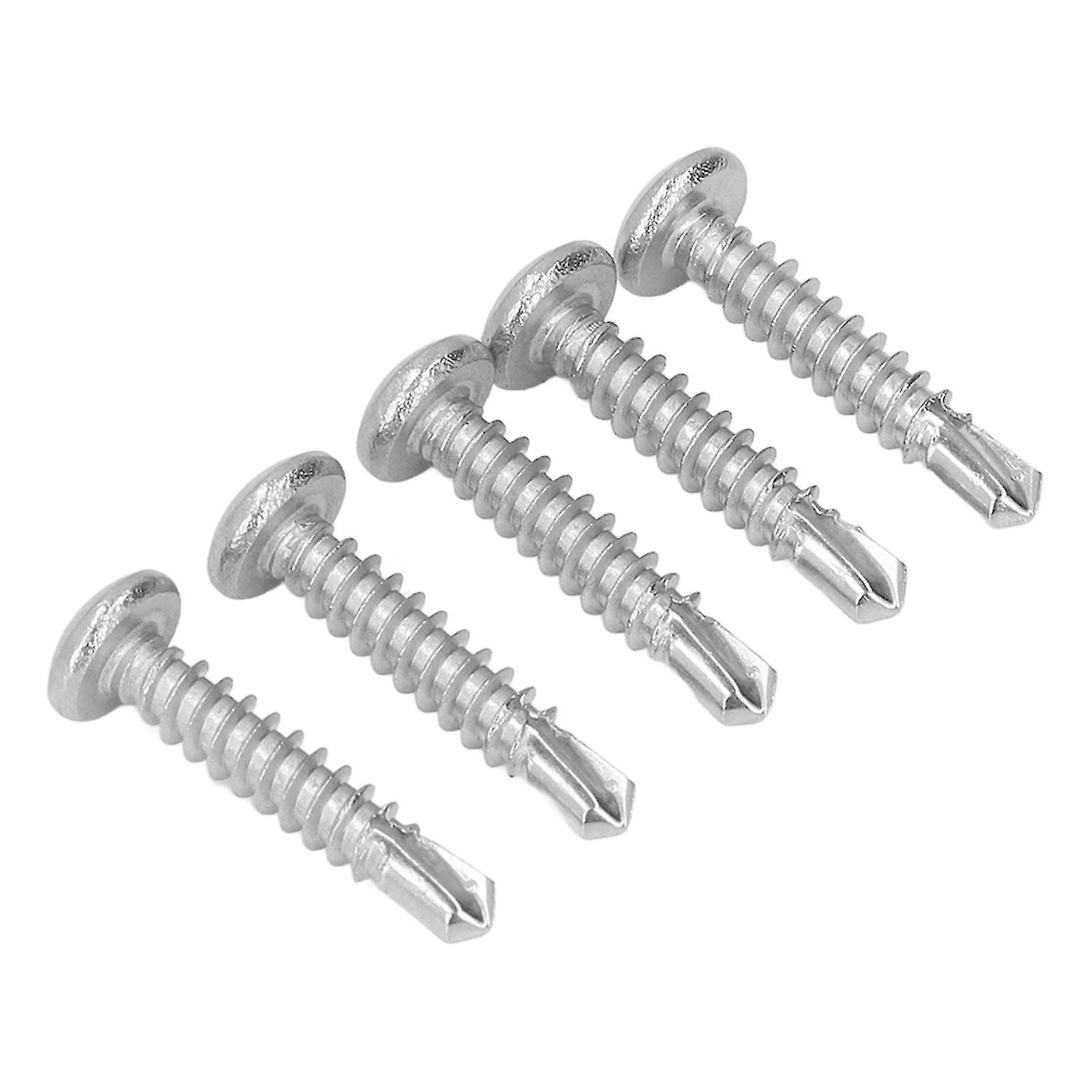 100Pcs Self Drilling Screw Round Head 304 Stainless Steel Fasteners for Wood Work M4.8x25