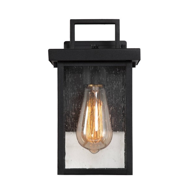 Square Metal glass Outdoor Wall Lamp Black Lnc