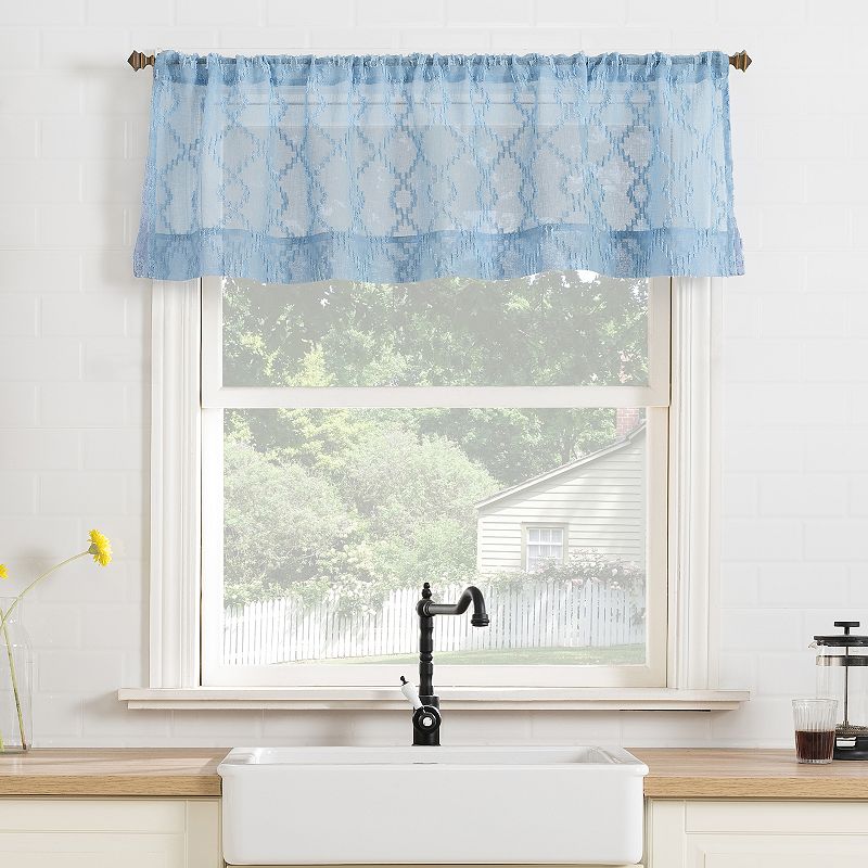 No. 918 Tina Geometric Clipped Jacquard Semi-Sheer Rod Pocket Curtain Valance