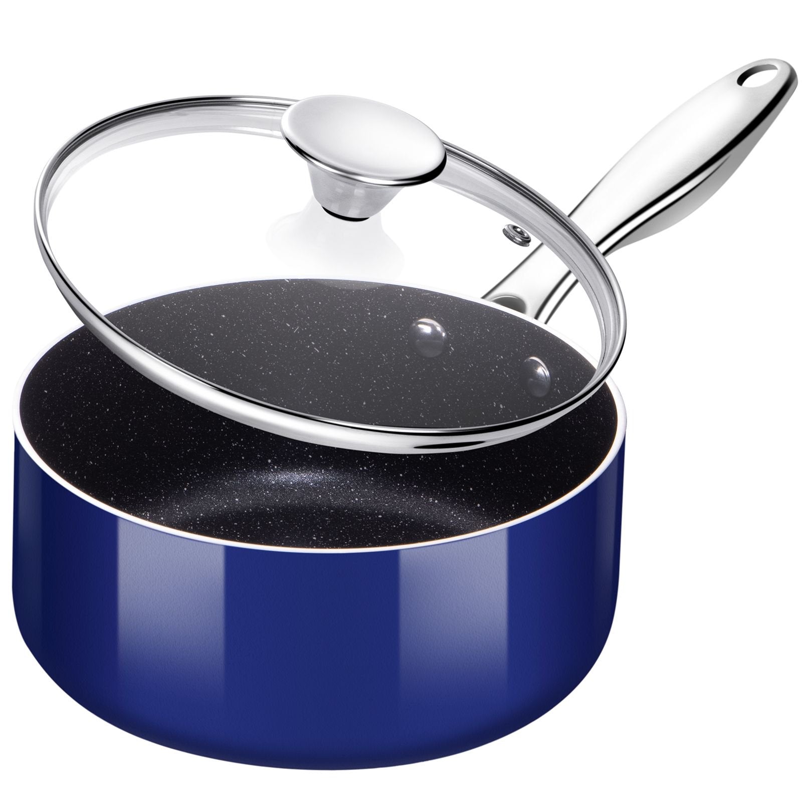 Sauce Pan with Lid, Nonstick Saucepan 2 Quart, Granite Coating-PFOA Free Saucier Pot