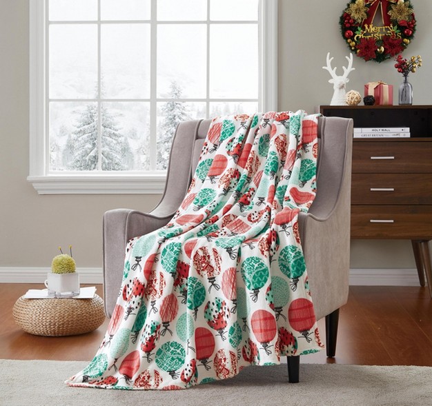 Kate Aurora Christmas Ornament Holiday Festivities Accent Throw Blanket 50 In W X 60 In L