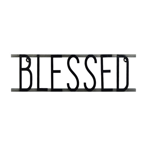 X 18 7 quot Blessed Decorative Metal Wall Sign Black Prinz