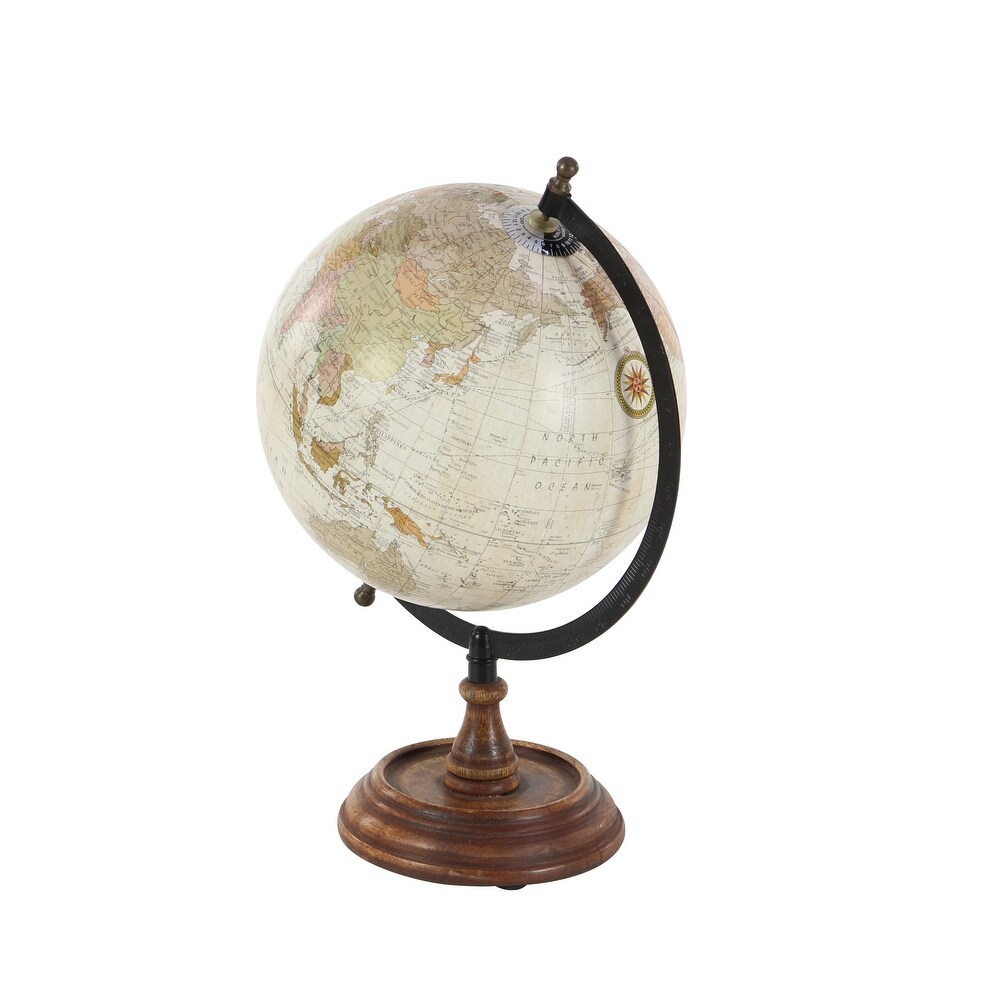 Brown Mango Wood Globe with Wood Base   9L x 8W x 13.10H