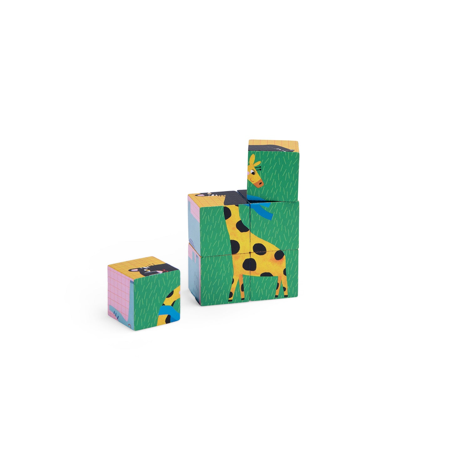 Puzzle 6 animal wooden cubes