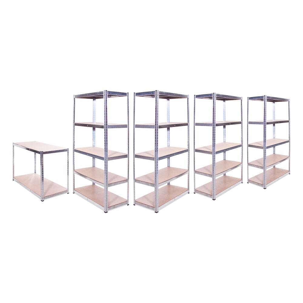 5 Tier Boltless Shelving Unit (set of 4) Plus Workbench