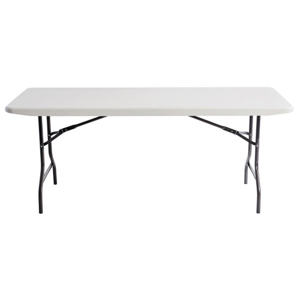 Molded Plastic Top Folding Table， 6'W， Gray Granite