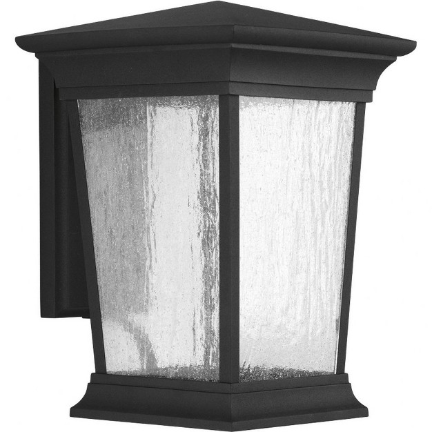 Progress Lighting Arrive 1 light Large Wall Lantern In Black With Textured Glass And Led Bulb Energy Star Rated