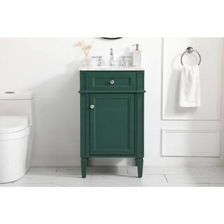 Simply Living 21 in. W x 21.5 in. D x 35 in. H Bath Vanity in Green with Carrara White Marble Top SL37563GN